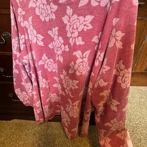 Pink Floral Knit Sweater kinda red